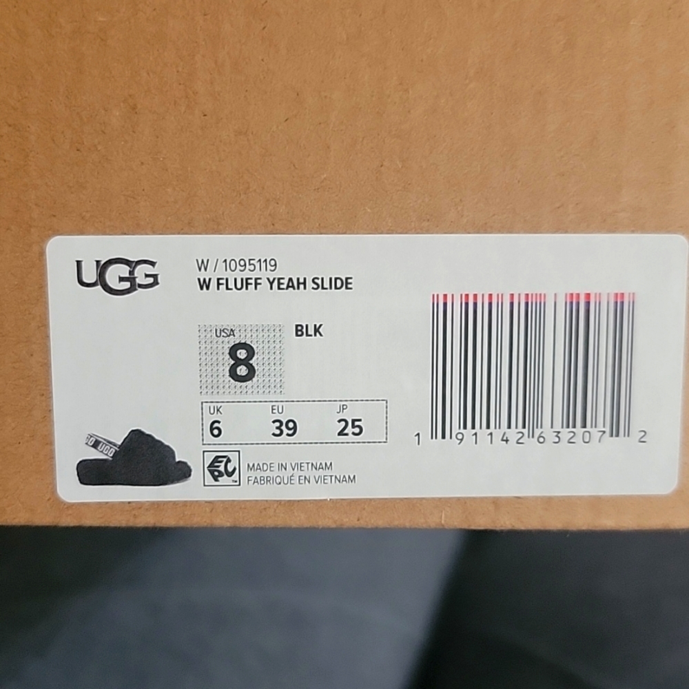UGG - Fluff Yeah Sheepskin Slingback Slippers - Black - Size 8